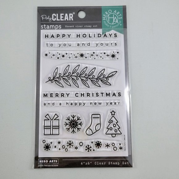 Hero Arts Holiday Borders And Icons Clear Stamp Set CM634 Christmas Winter NIP - Picture 3 of 6